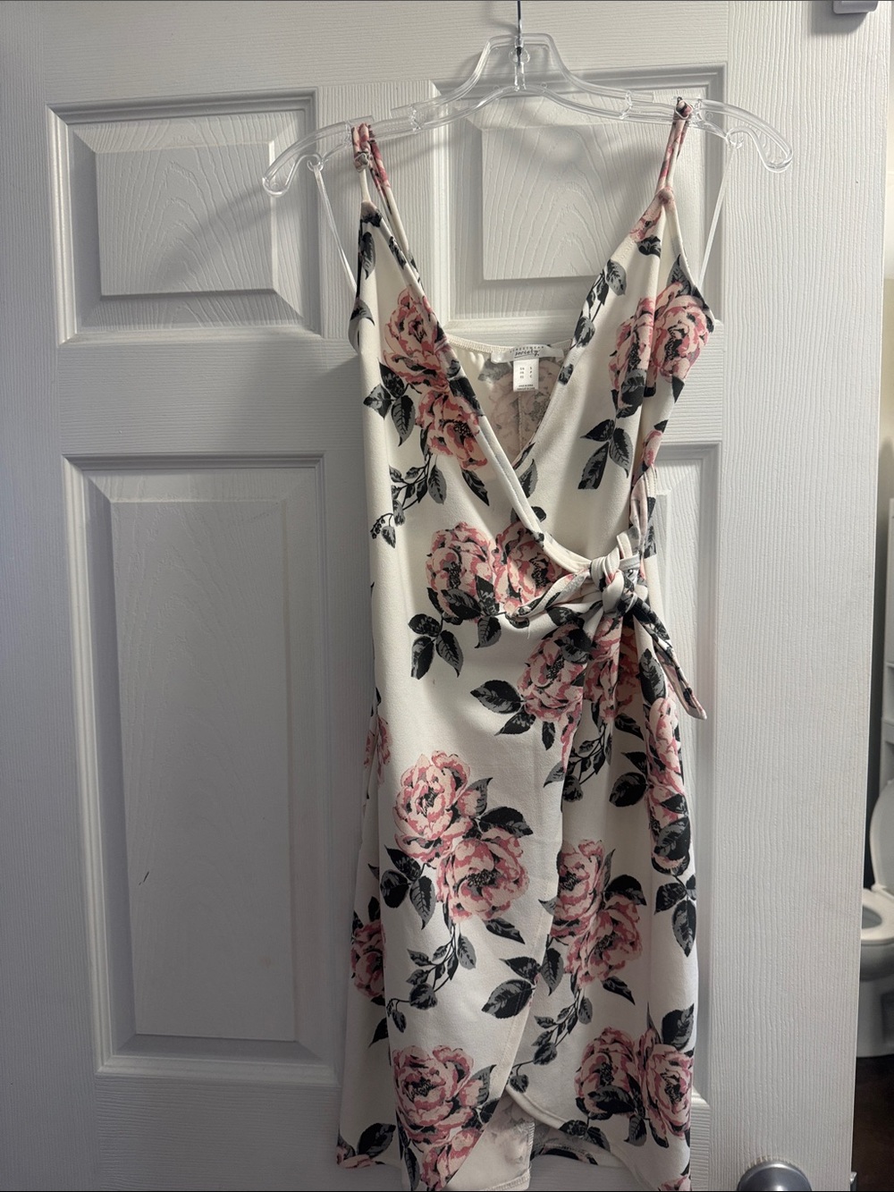 Streetwear Society Cream Mini Dress with Pink Floral Print